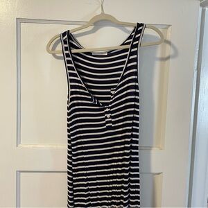 Navy and White Striped Tank Top Midi Dress